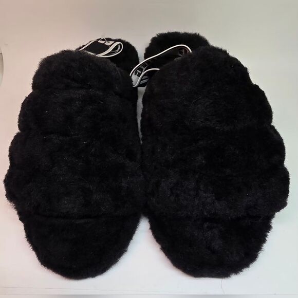 NWT UGG Black Fluffy Slides 8 - Picture 4 of 7